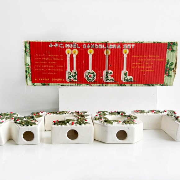 Vintage Christmas NOEL Candle Holders Made in Japan - Picture 3 of 9